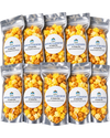 Small gourmet popcorn favor bags in assorted flavors