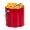 Red 1 gallon holiday popcorn tin