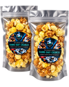 Small popcorn favor bags with custom circle labels