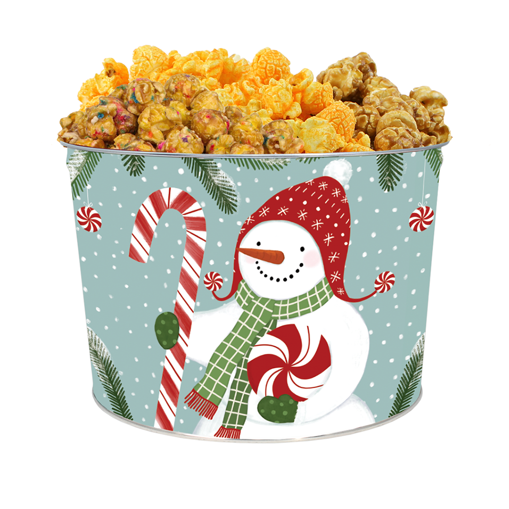 Peppermint Snowman 2-Gallon Popcorn Tin