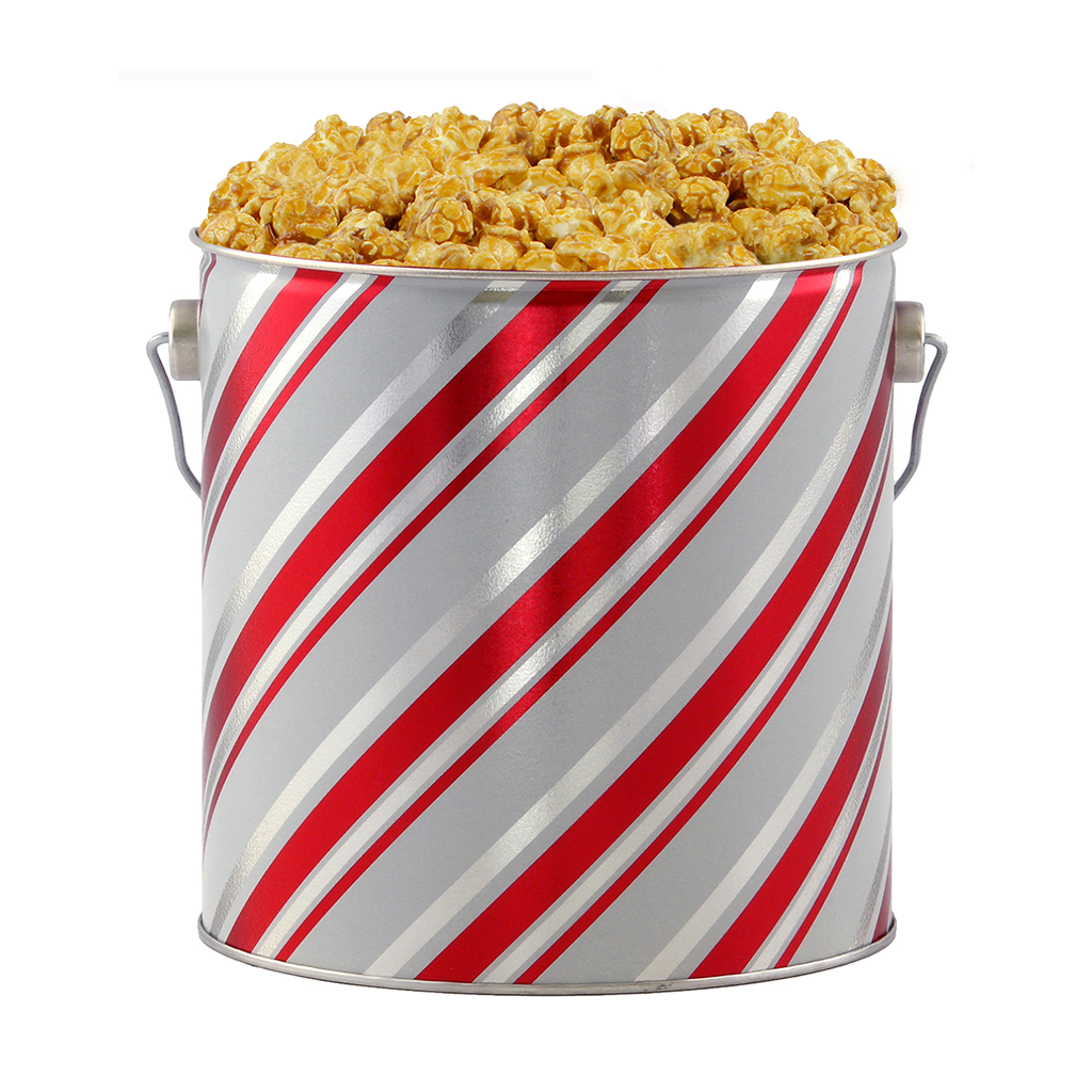 Red Stripes 1-Gallon Popcorn Tin