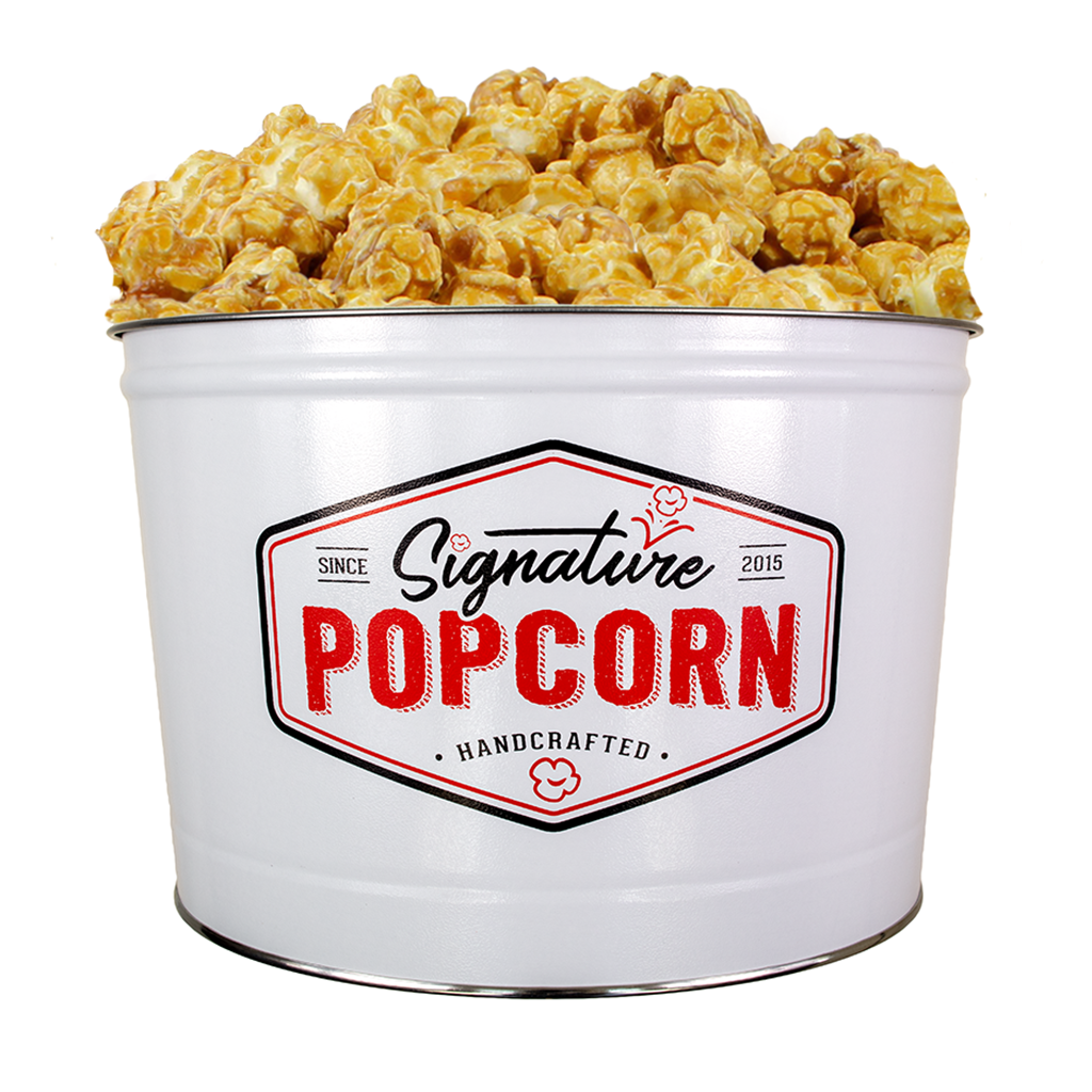 Signature Popcorn White 2-Gallon Popcorn Tin